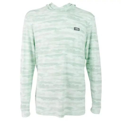AFTCO Ocean Bound Hooded Performance Shirt - Mint Shoreline Camo