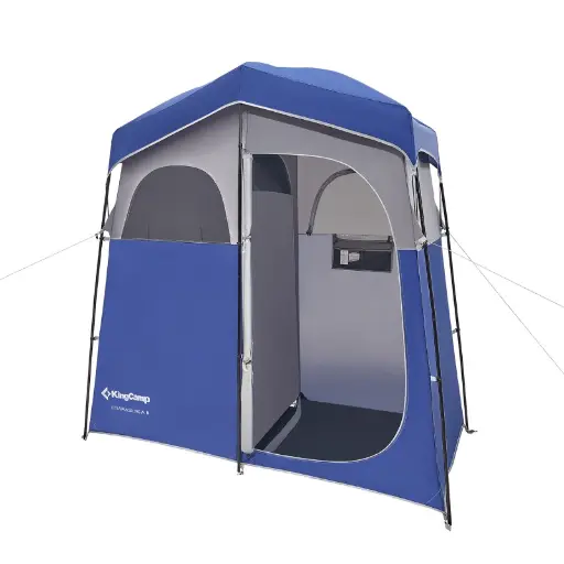 [6927194775856] KingCamp Double Room Camping Shower Tent - BLUE/GREY KT2003