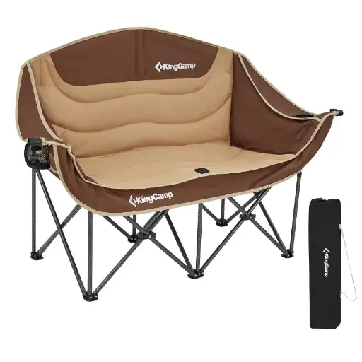 [6936876801073] KingCamp Double Seat Chair KHAKI/COFFEE KC2219