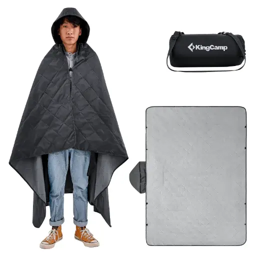 [6927194793188] KingCamp Multipurpose raincoat / blanket - BLACK KP2101
